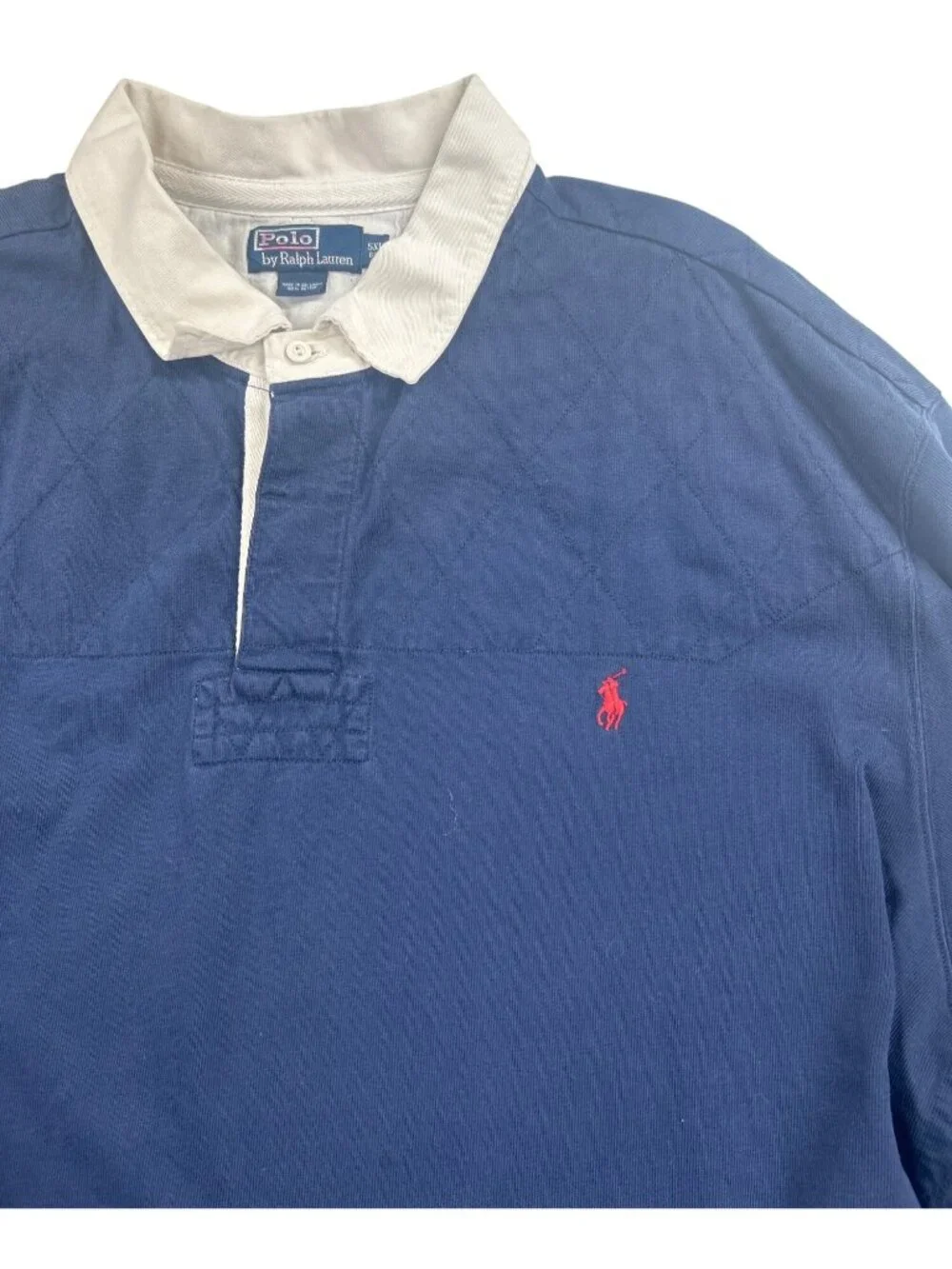 Vintage 90s Polo Ralph Lauren Rugby Shirt Men's 5XL Navy Embroidered Pony
